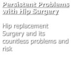 Persistent Problems with Hip Surgery  Hip replacement Surgery and its countless problems and  risk